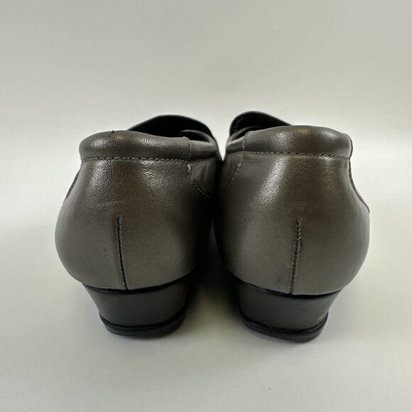 SAS Easier Slip On Loafer Pewter Leather Silver Metallic Wedge Womens Size 8.5 M - Picture 6 of 13